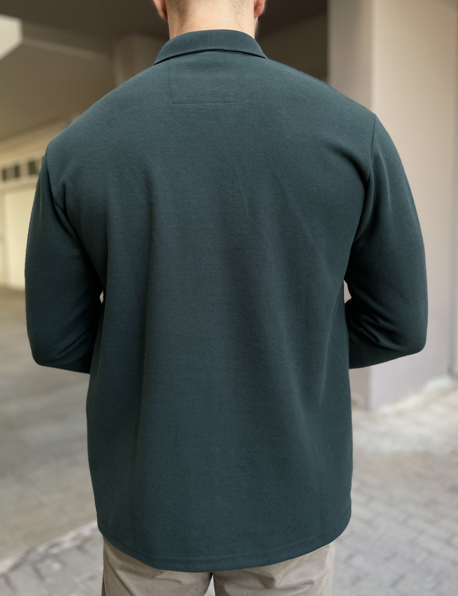 Everbest Ανδρική κυπαρισσί Polo μακρυμάνικη μπλούζα Plus size 2610360K φωτογραφία